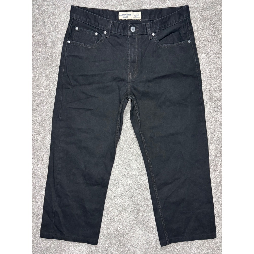 Canyon‎ River Blues Mens Black Regular Fit Jeans 36W x 26L (Measured 35W)Hemmed